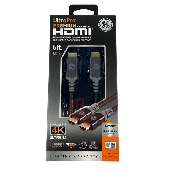 GE Ultra Pro Premium Certified High Speed Cable with Ethernet 6 ft / 1.82m - Picture 1 of 5